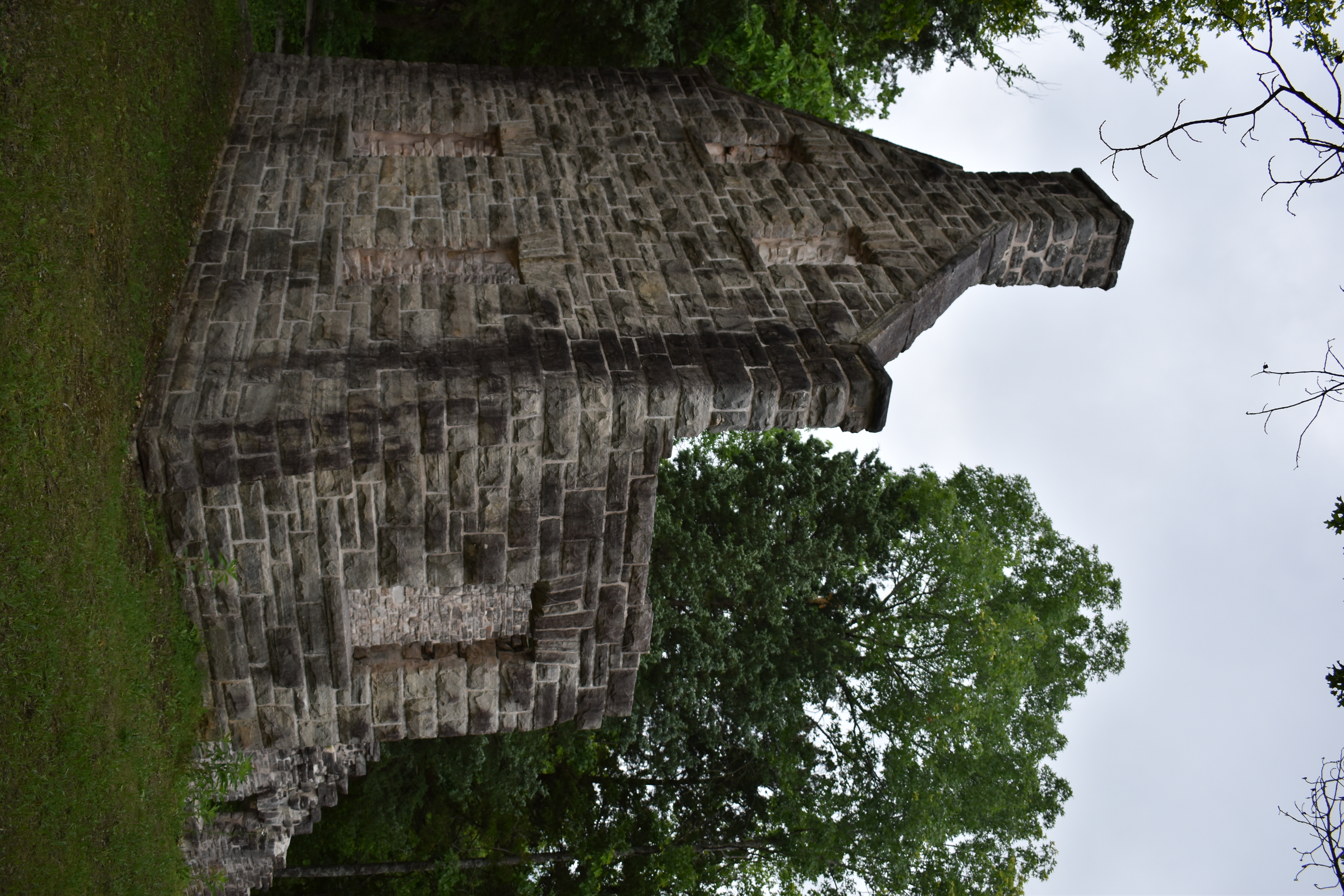 Burn scars and ruins at Ha Ha Tonka Castle Ruins with stone walls