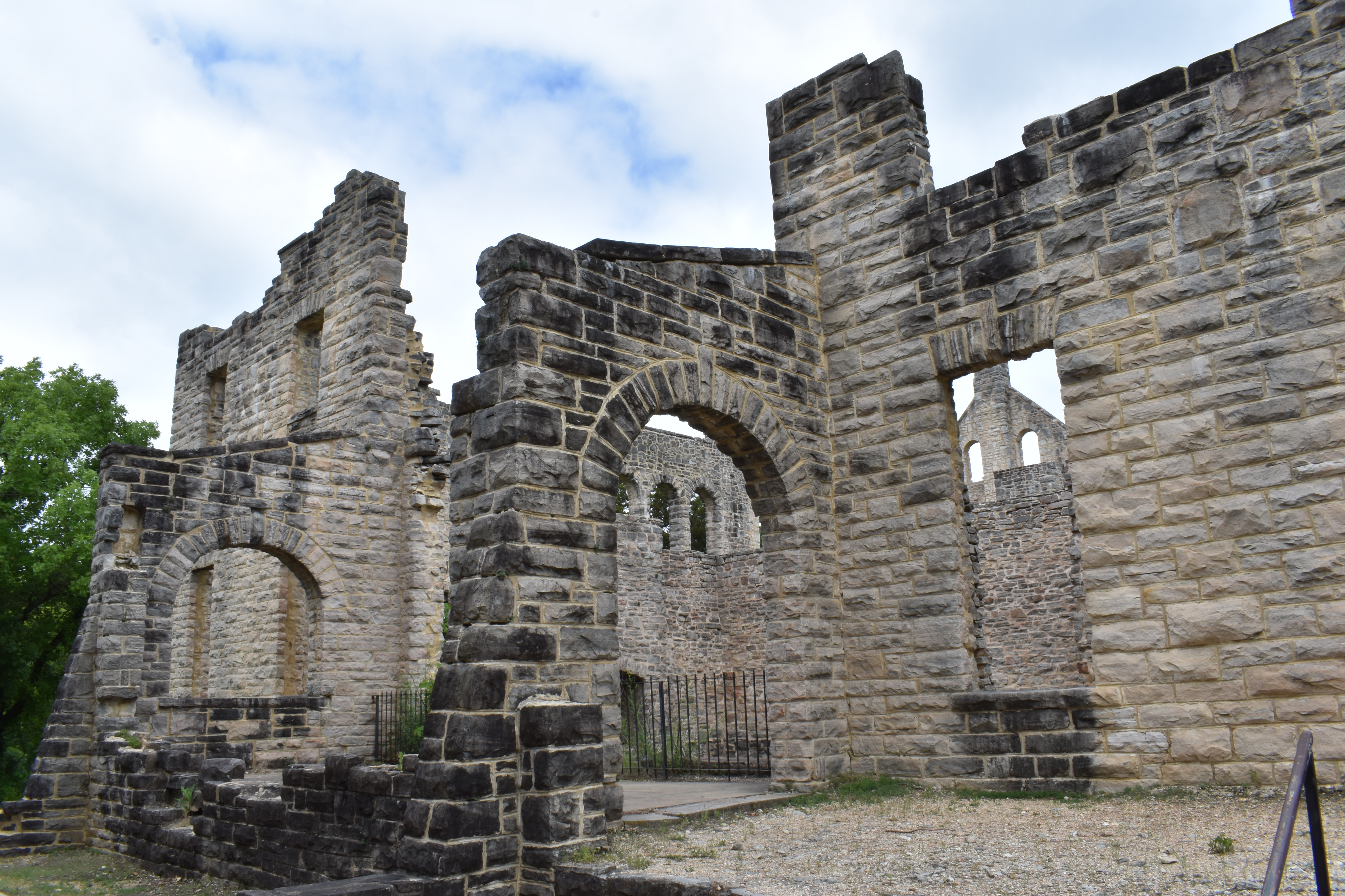Carriage entrance and stone walls at Ha Ha Tonka Castle Ruins