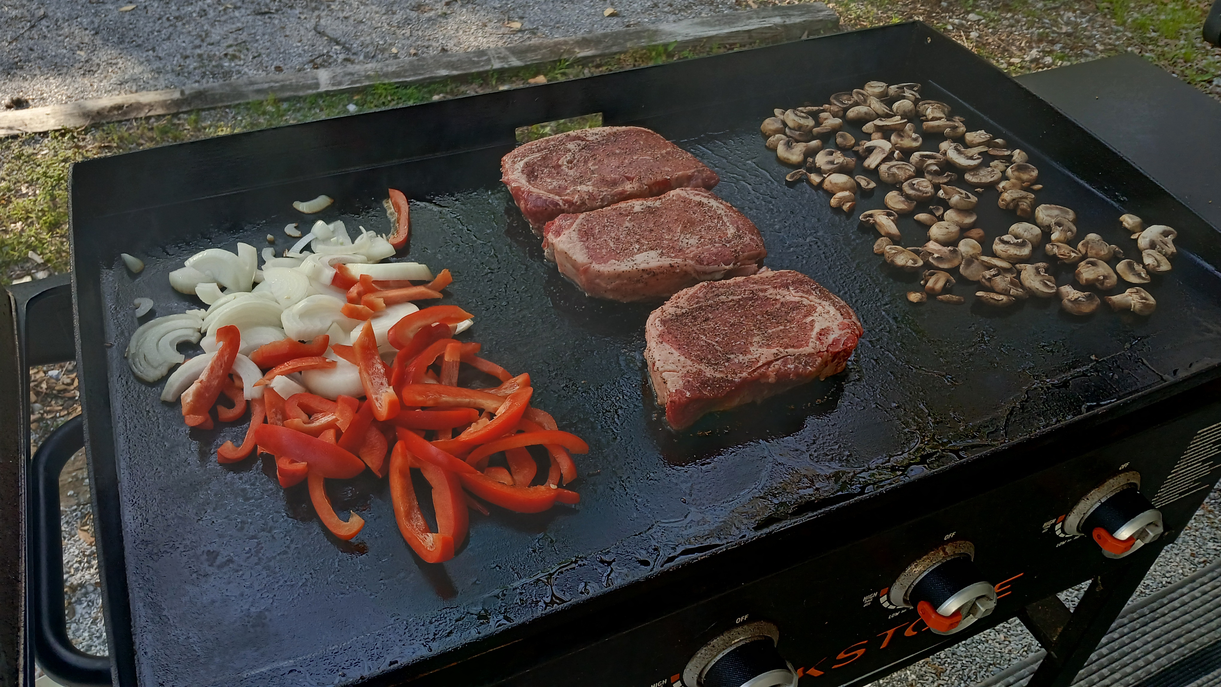 Camp meal on the Blackstone during the Arkansas trip