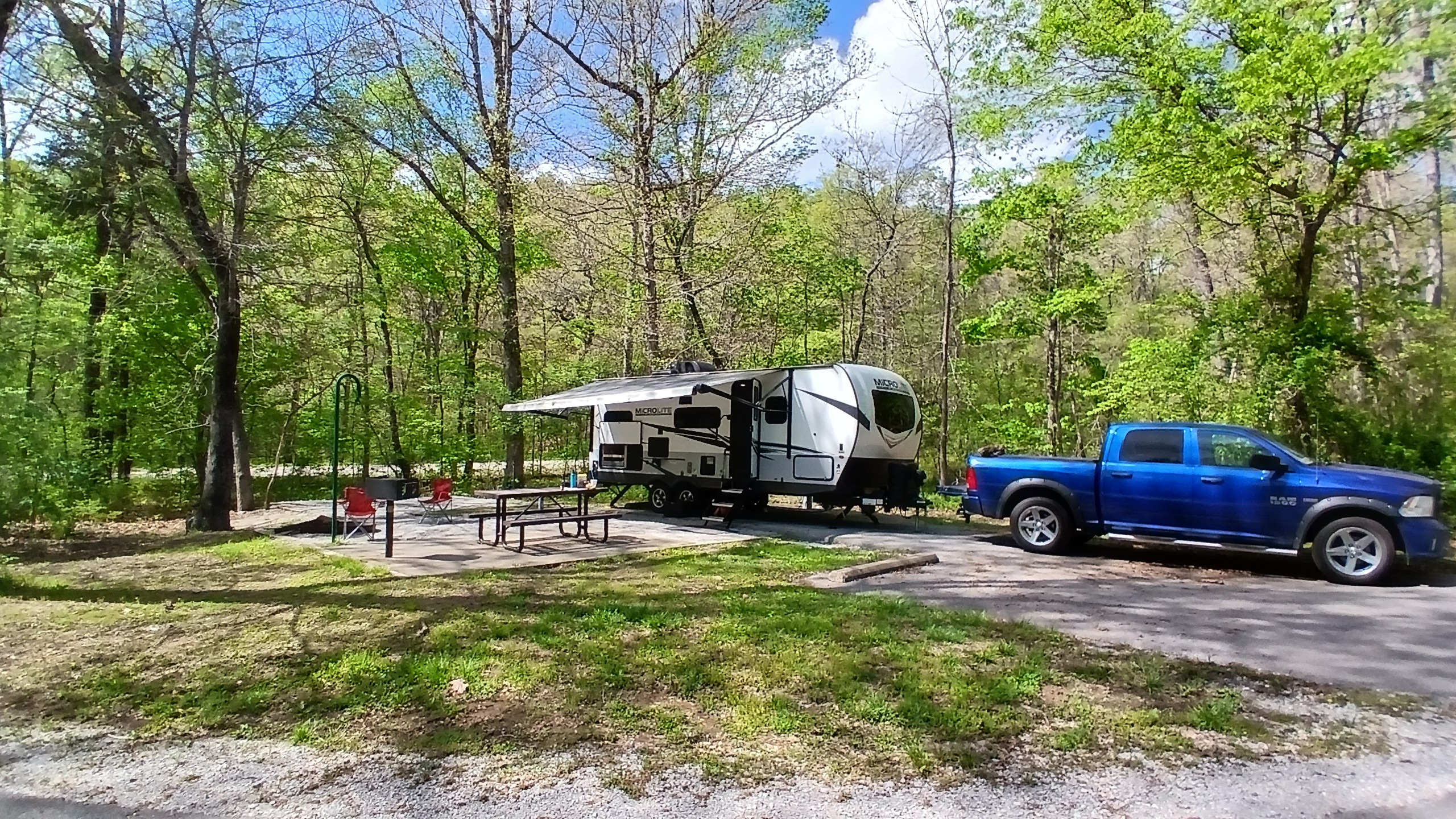 Campsite setup at Ozark View RV Park